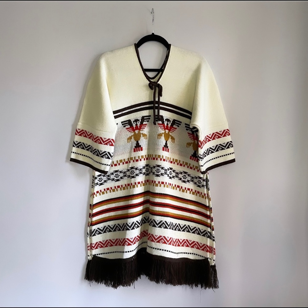 Vintage 70’s Southwestern Knit Tunic with Fringe